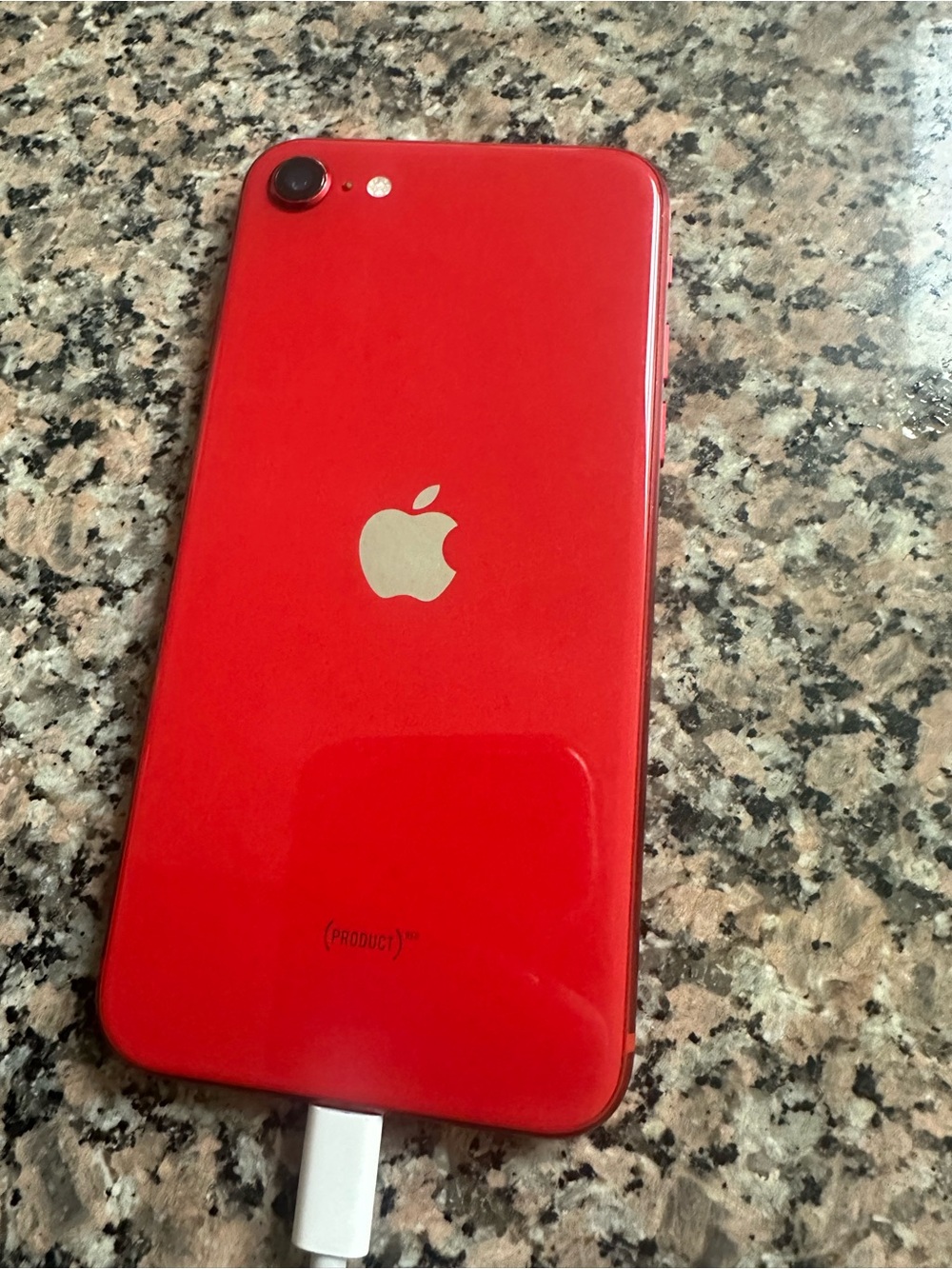 Apple iPhone Red Glass Back with Silver Apple Logo